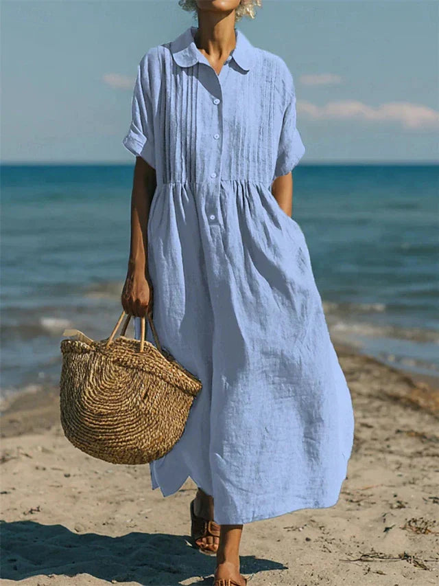 Abito Camicia Donna | Plissettato & Eleganza Casual Senza Tempo