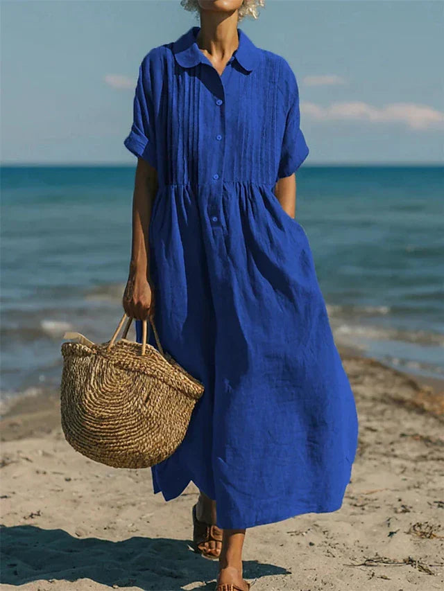Abito Camicia Donna | Plissettato & Eleganza Casual Senza Tempo