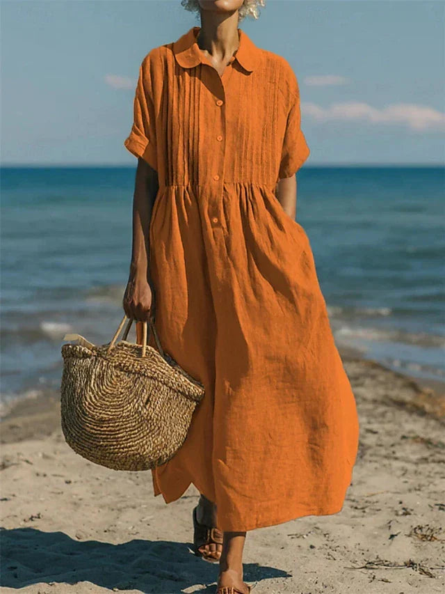 Abito Camicia Donna | Plissettato & Eleganza Casual Senza Tempo