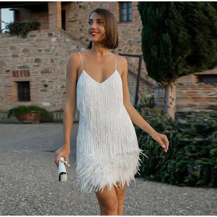 Abito Cocktail Donna | Frange Scintillanti & Effetto Luce