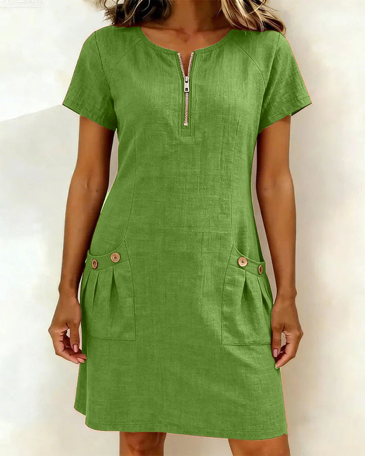 Abito Corto Donna | Zip Frontale & Stile A-Line