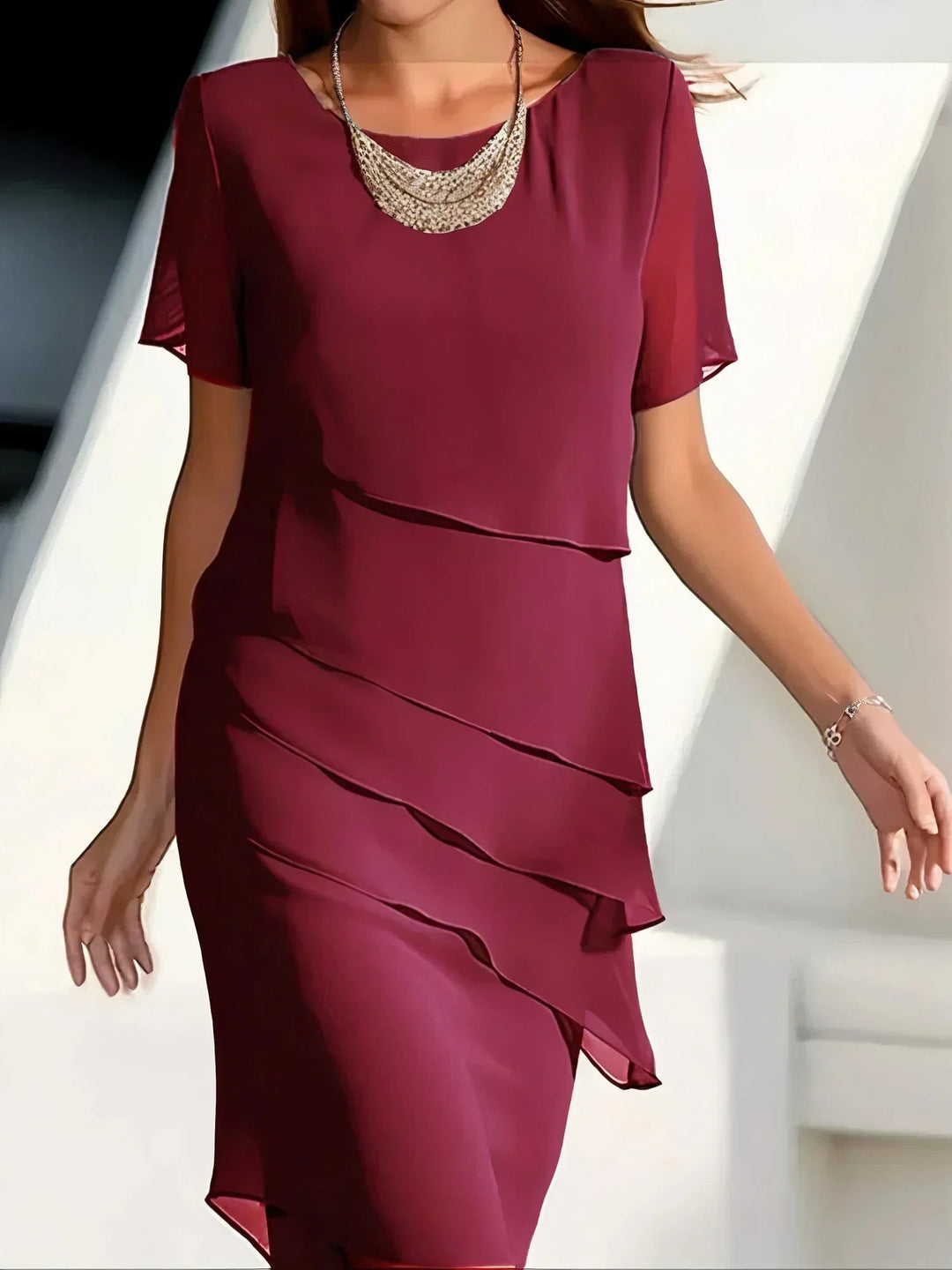Abito Elegante Donna | Effetto Snellente & Drappeggio a Balze