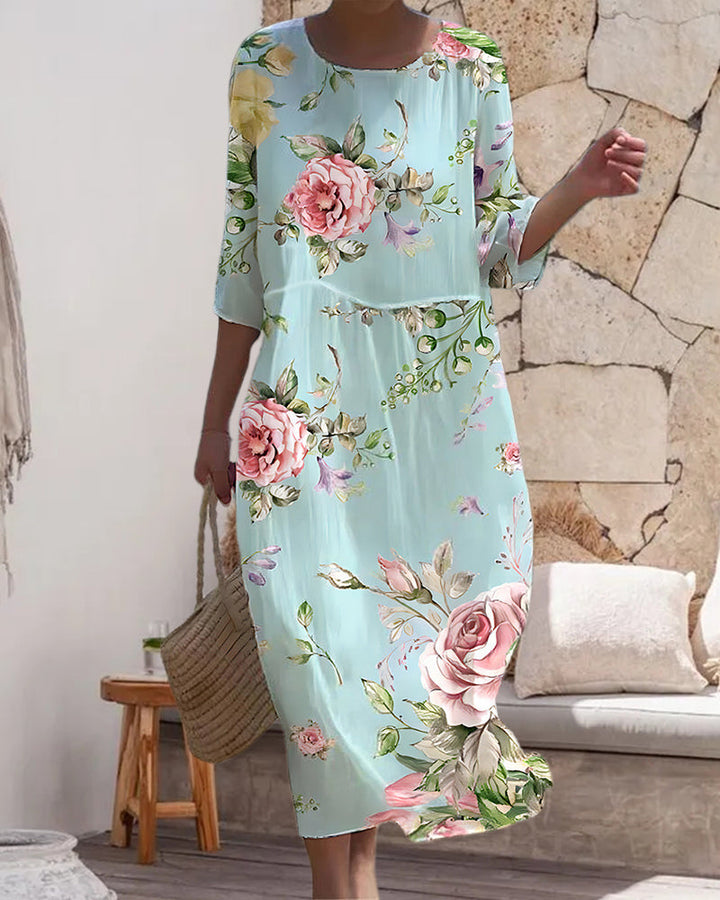 Abito Elegante Donna | Stampa Floreale & Linea Midi Slanciata
