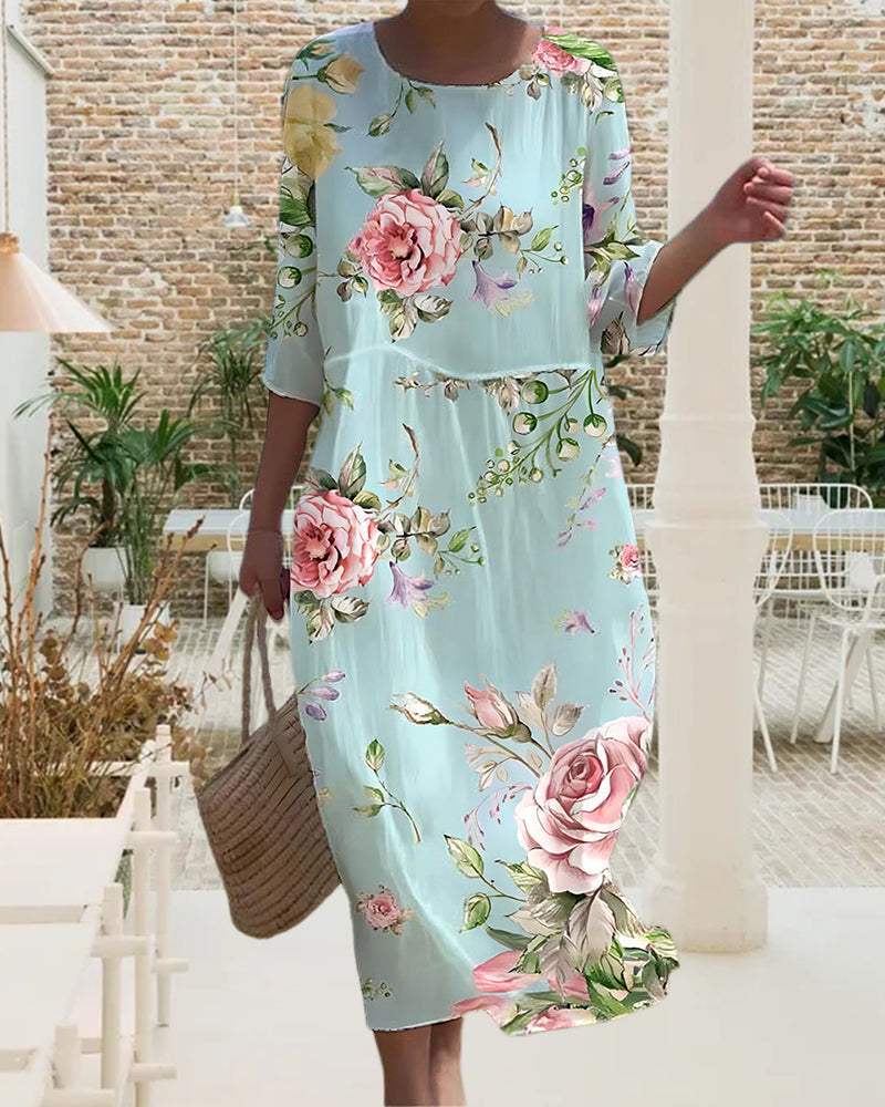 Abito Elegante Donna | Stampa Floreale & Linea Midi Slanciata