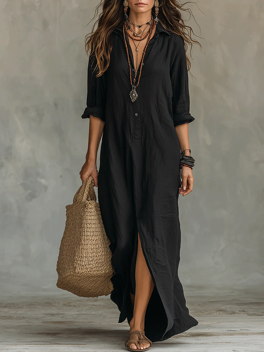 Abito Lungo Donna Fluido Stile Boho Elegante - Vesarelli