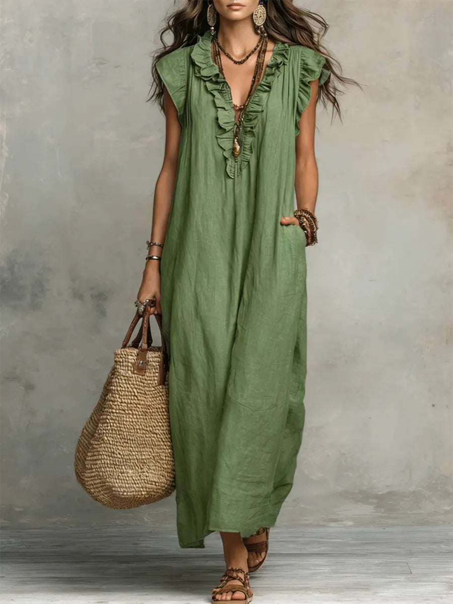Abito Lunga Donna | Volant Boho & Comfort Fluido Tutto il Giorno
