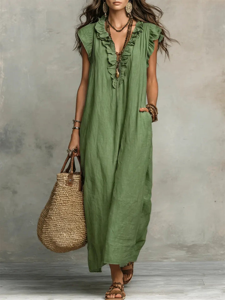 Abito Lunga Donna | Volant Boho & Comfort Fluido Tutto il Giorno