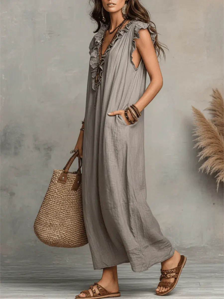Abito Lunga Donna | Volant Boho & Comfort Fluido Tutto il Giorno