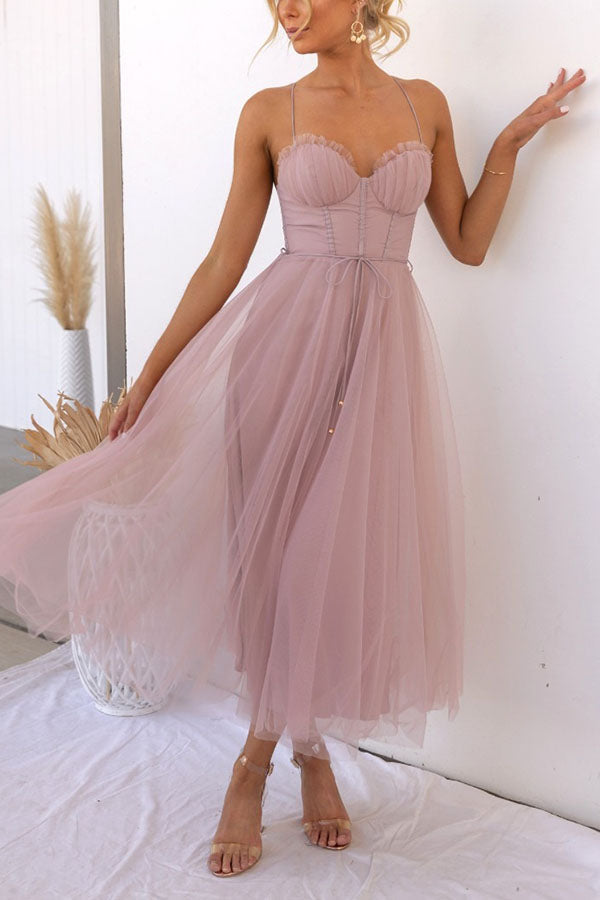 Abito Lungo Donna Bustier Tulle Cerimonia - Vesarelli