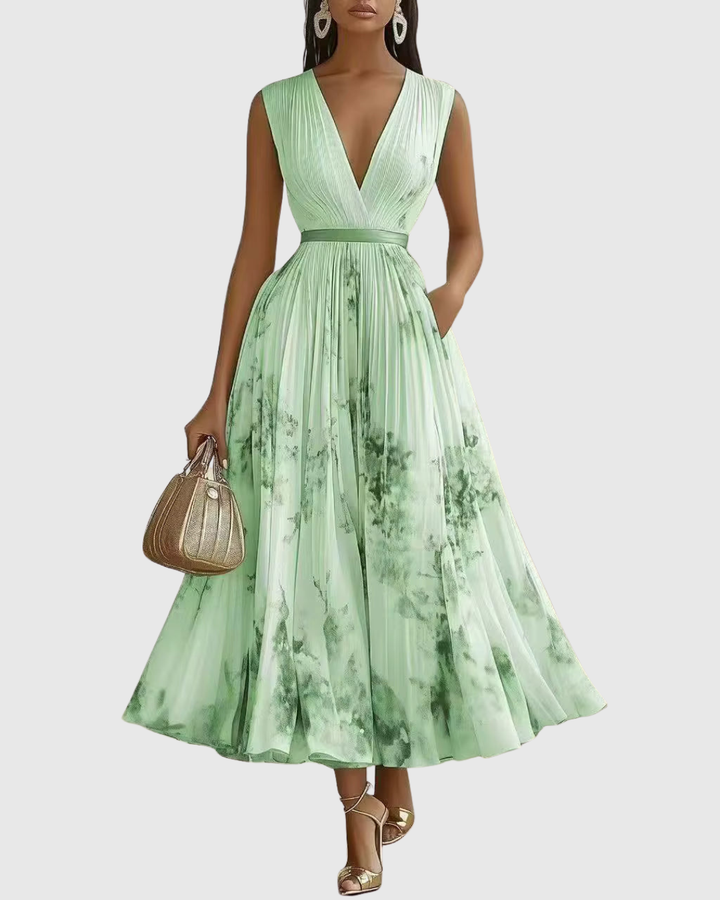 Abito Lungo Donna Plissettato Silhouette Fluida Elegante - Vesarelli