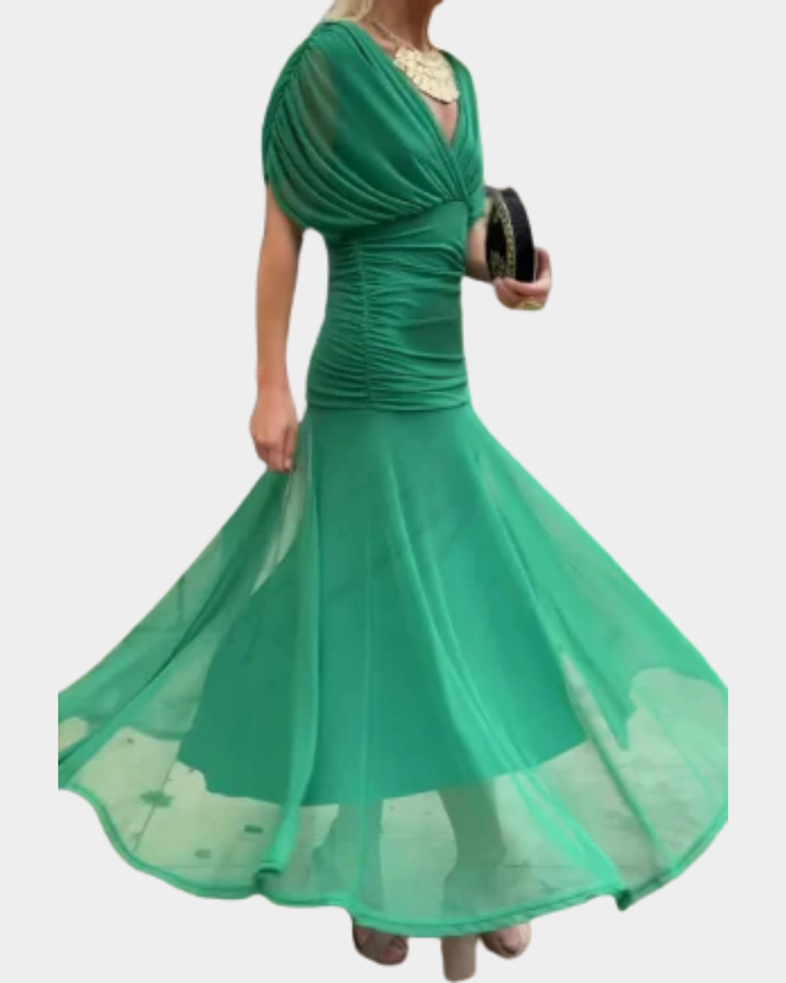 Abito Maxi Donna | Spalle Scoperte & Stampa Acquerello