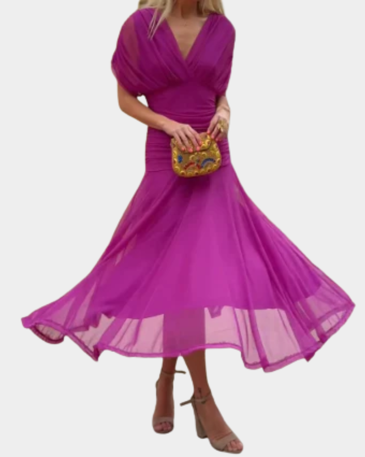 Abito Maxi Donna | Spalle Scoperte & Stampa Acquerello