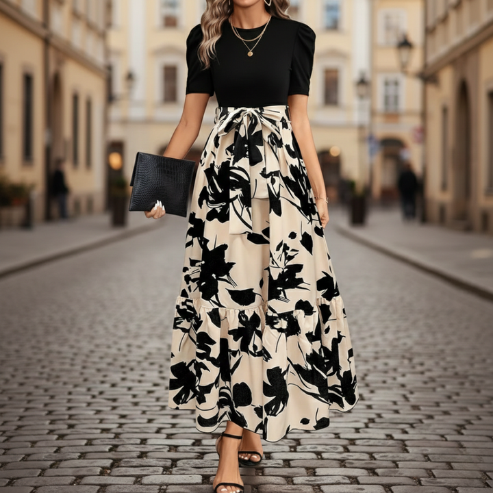 Abito Maxi Donna | Vita con Cintura & Balze Fluide