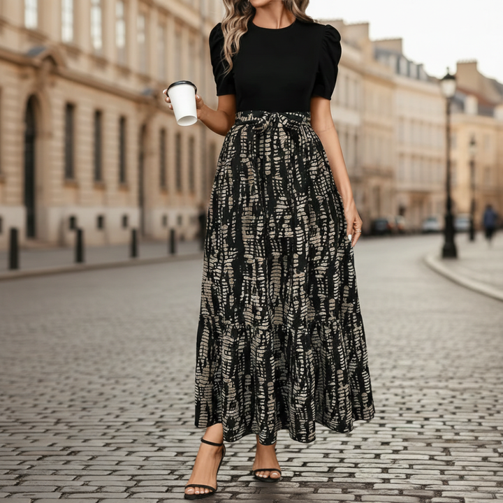 Abito Maxi Donna | Vita con Cintura & Balze Fluide