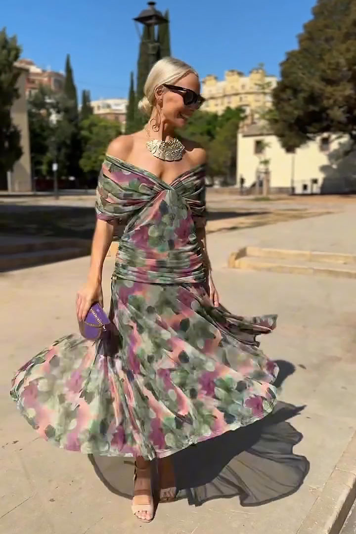 Abito Maxi Elegante Donna | Scollo a V slancia & Drappeggio valorizzante