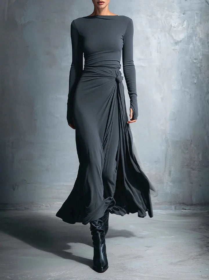 Abito Maxi Donna Jersey Nodo Avvolgente Elegante - Vesarelli