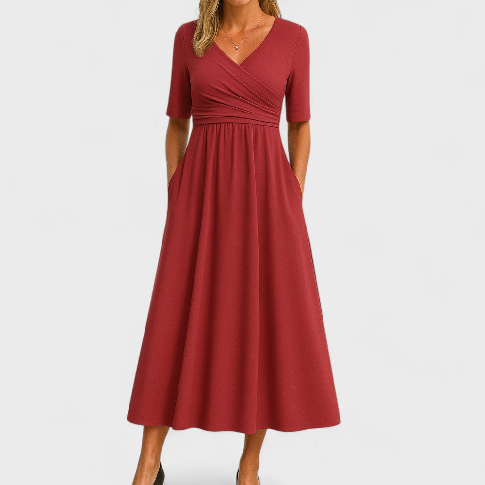 Abito Midi Donna | Scollo a V & Eleganza Senza Tempo