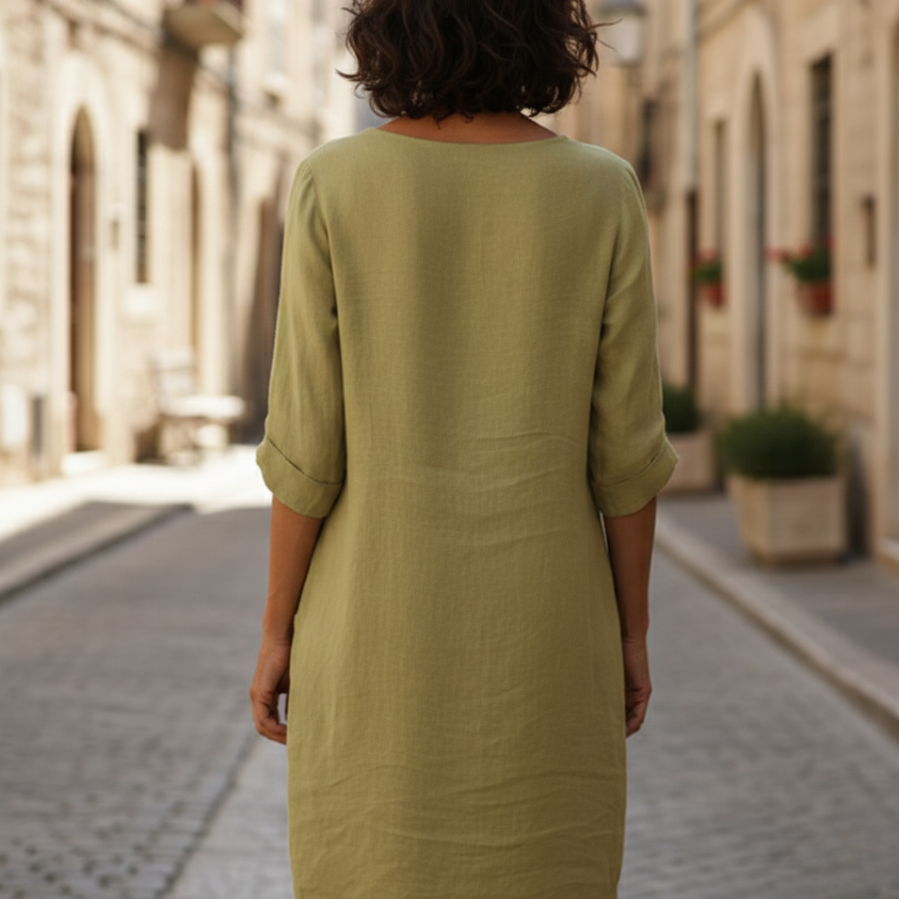 Abito Midi Donna | Scollo a V & Tasche Funzionali