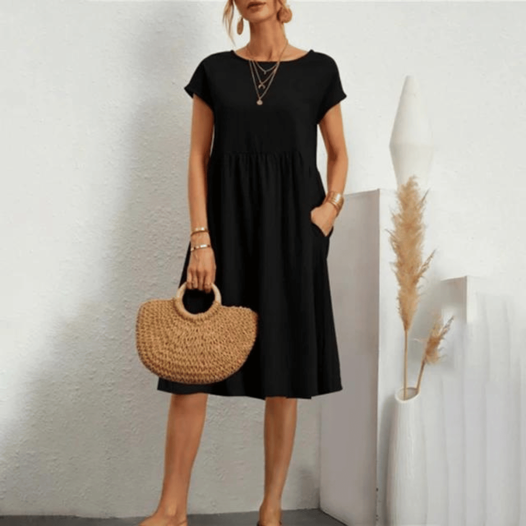 Abito Raffinato Donna | Tasche Laterali & Linea Morbida Che Slancia