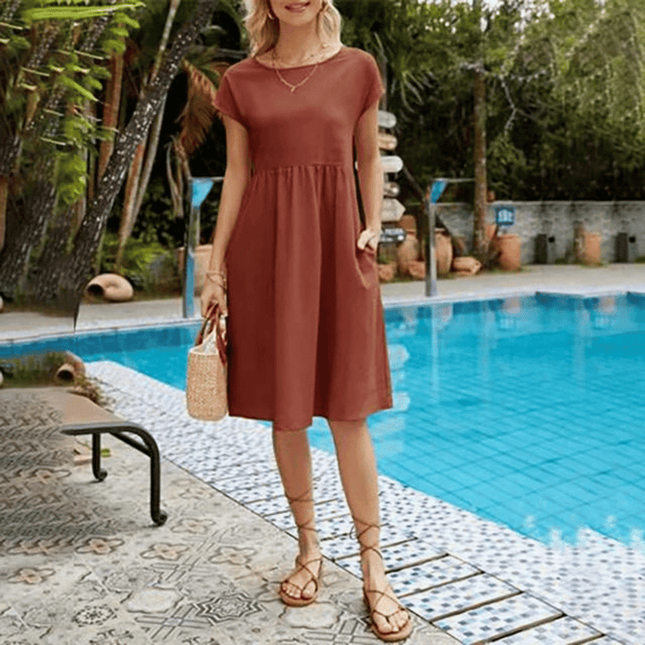 Abito Raffinato Donna | Tasche Laterali & Linea Morbida Che Slancia