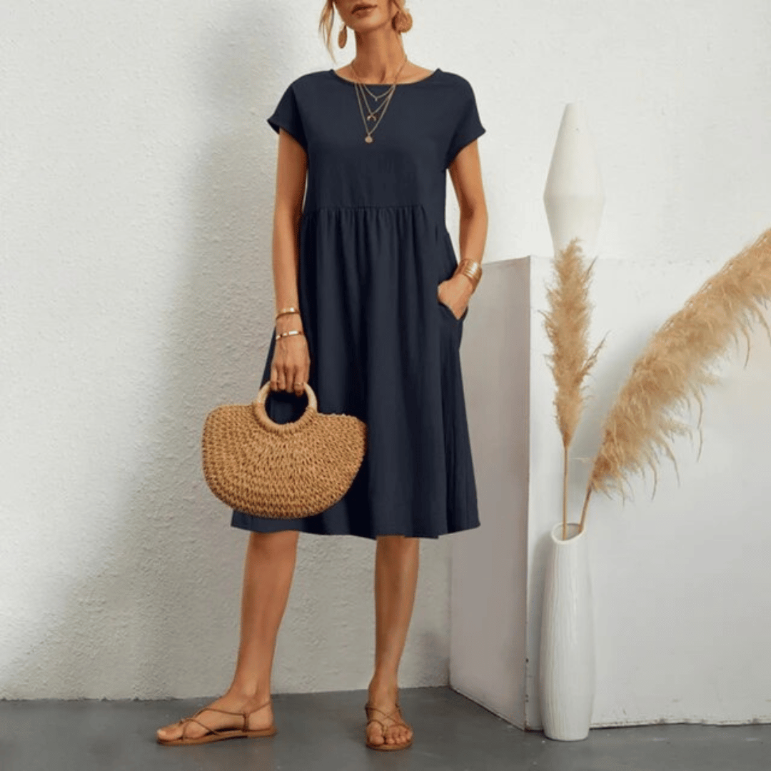 Abito Raffinato Donna | Tasche Laterali & Linea Morbida Che Slancia