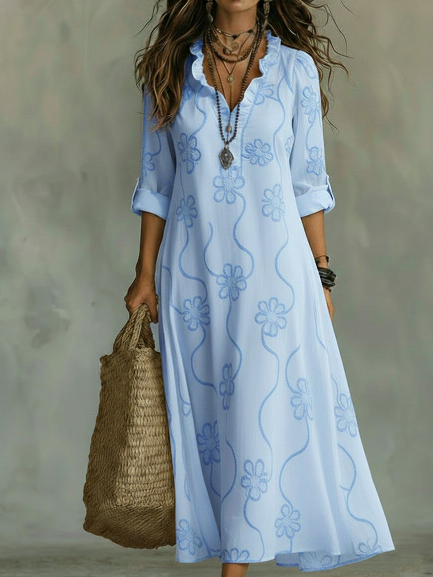 Abito a trapezio rétro Donna | Colletto a Volant & Linea Slanciata