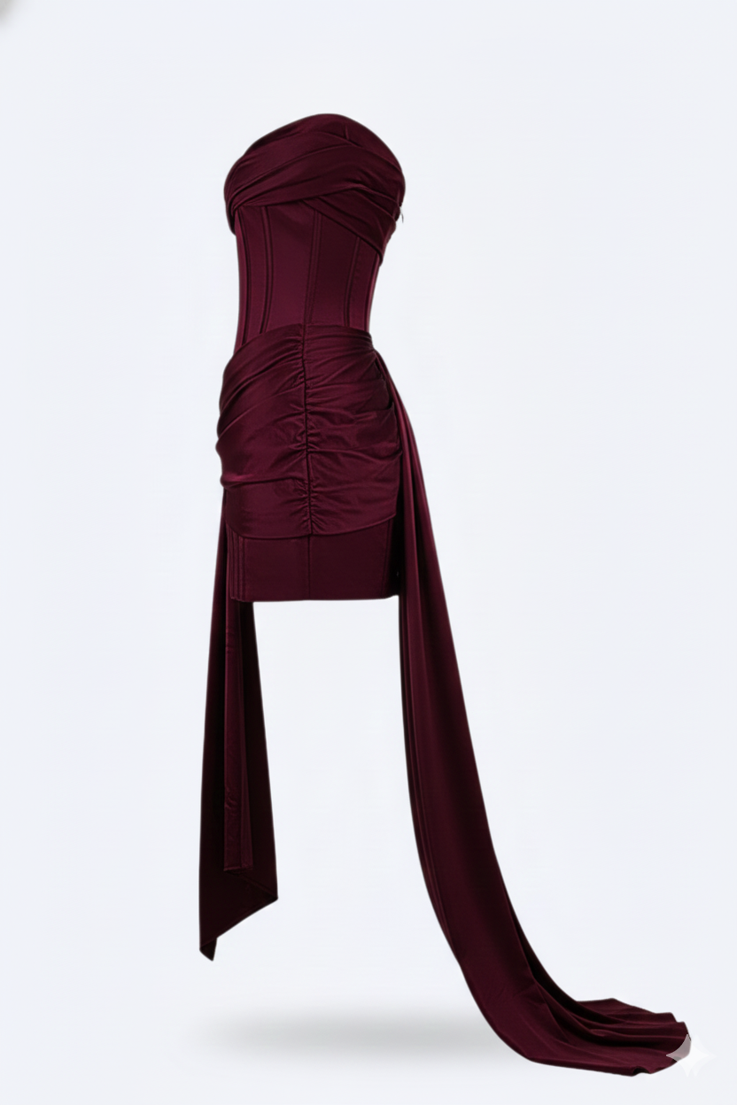 Abito da sera corto elegante donna | Corsetto modellante & Drappeggio slancia-figura
