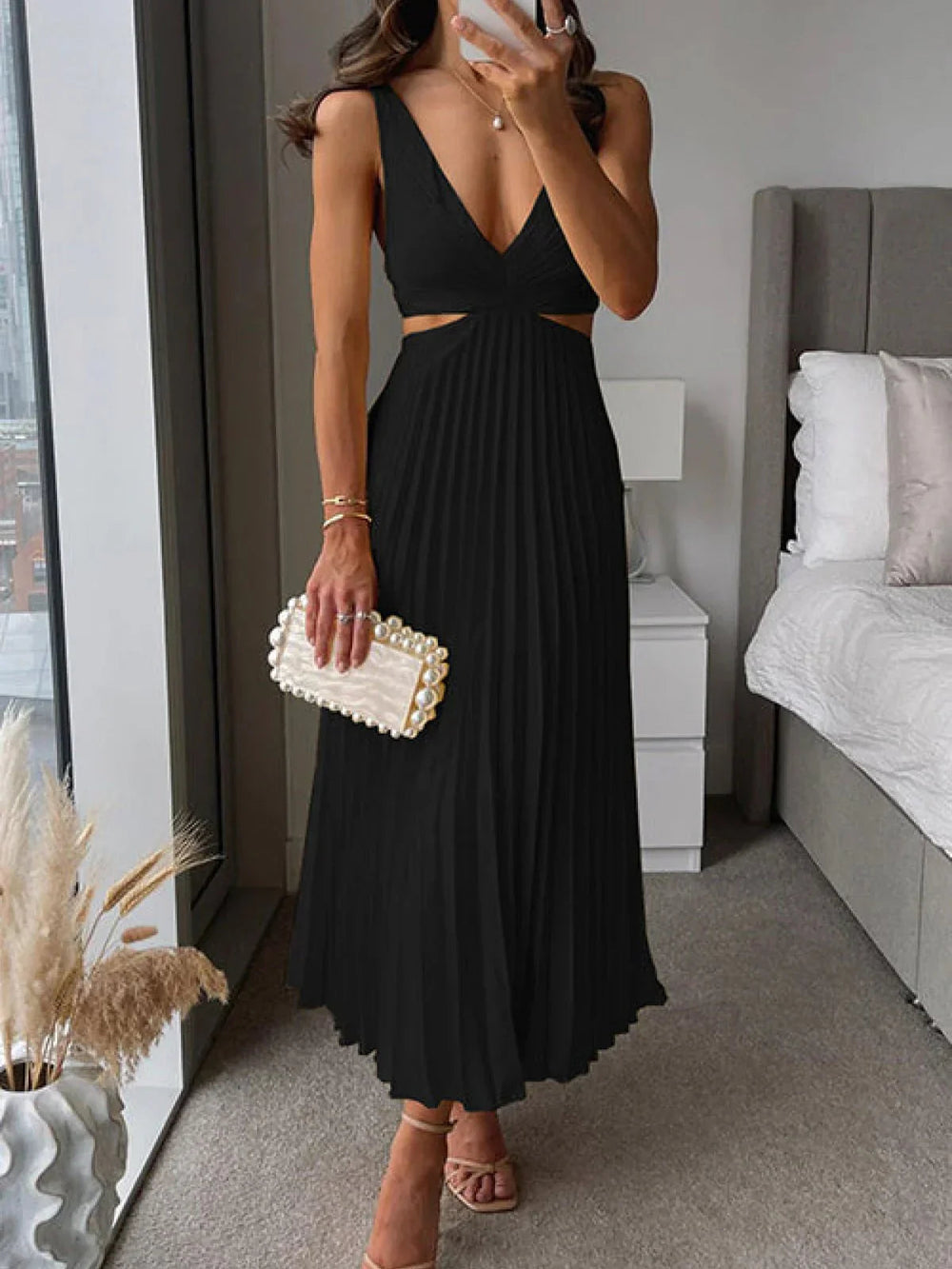 Abito elegante Donna | Scollo a V & Gonna plissettata