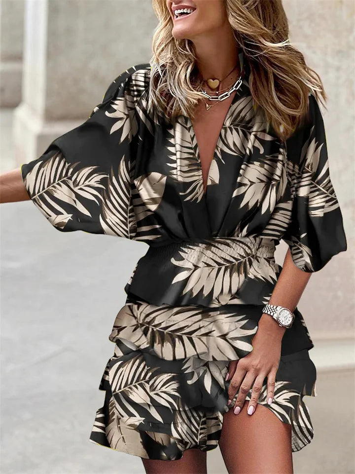 Abito elegante Donna | Scollo a V & Motivo Vivace