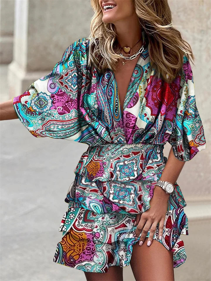 Abito elegante Donna | Scollo a V & Motivo Vivace