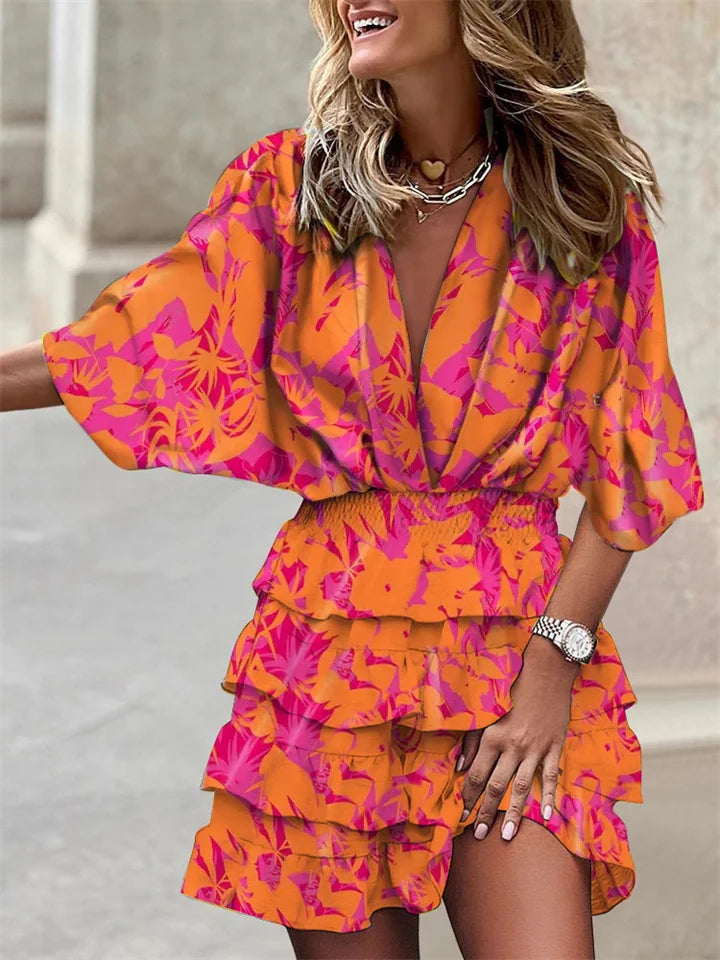 Abito elegante Donna | Scollo a V & Motivo Vivace