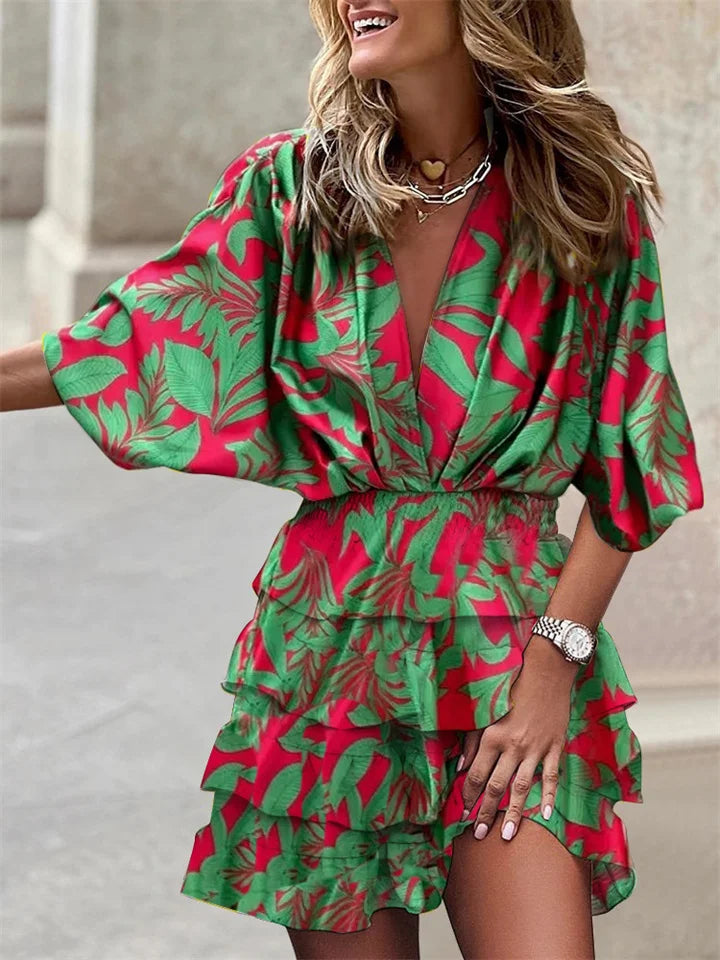 Abito elegante Donna | Scollo a V & Motivo Vivace