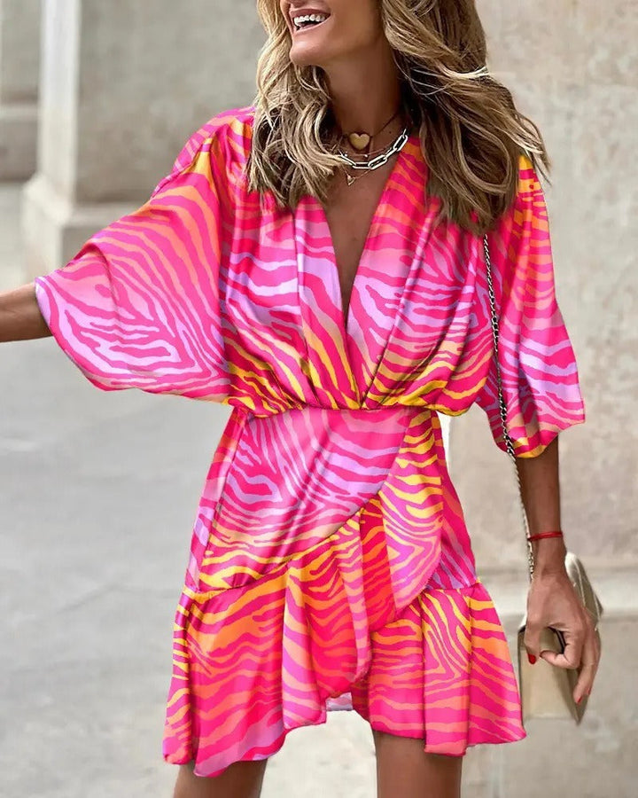 Abito elegante Donna | Scollo a V & Motivo Vivace