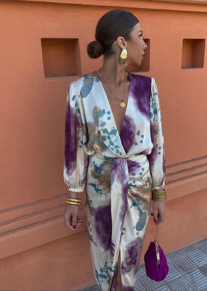 Abito Donna Elegante Scollo a V Vita Definita - Vesarelli