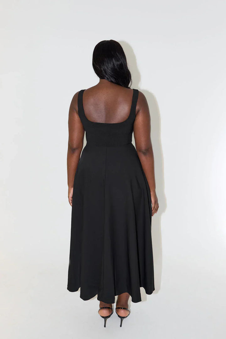 Abito estivo midi donna con scollo quadrato