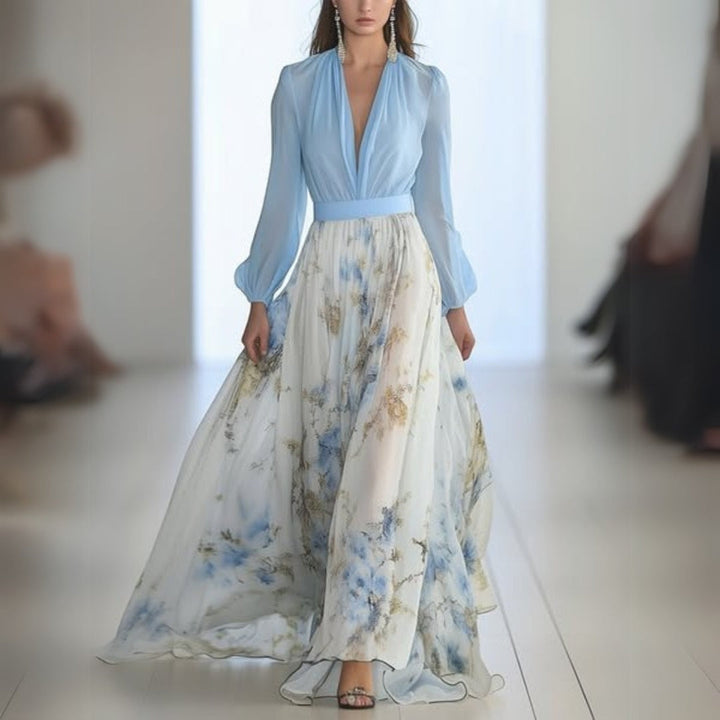 Abito Donna Floreale Scollo a V Silhouette Slanciata - Vesarelli