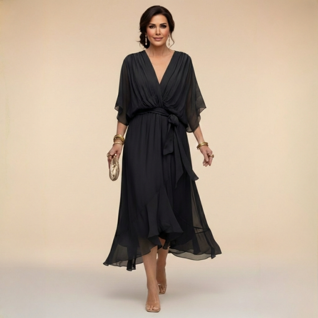 Abito in Chiffon Donna | Scollo a V slancia & Vita definita con cintura
