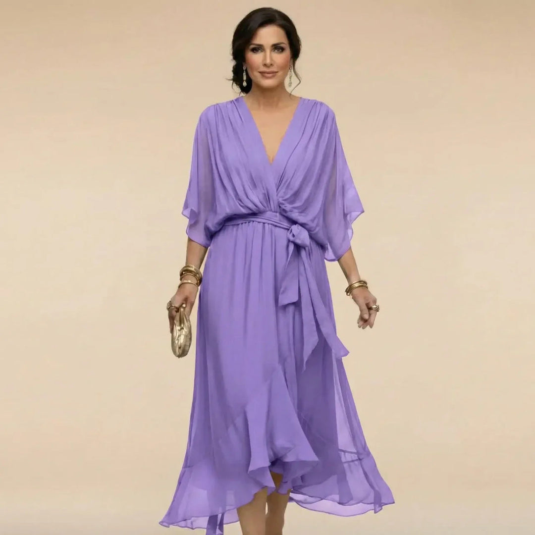 Abito in Chiffon Donna | Scollo a V slancia & Vita definita con cintura