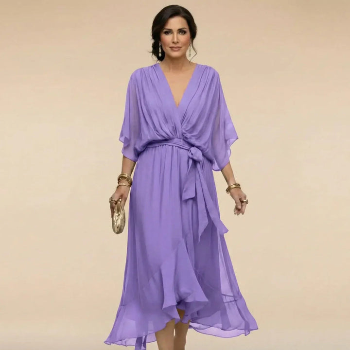 Abito in Chiffon Donna | Scollo a V slancia & Vita definita con cintura
