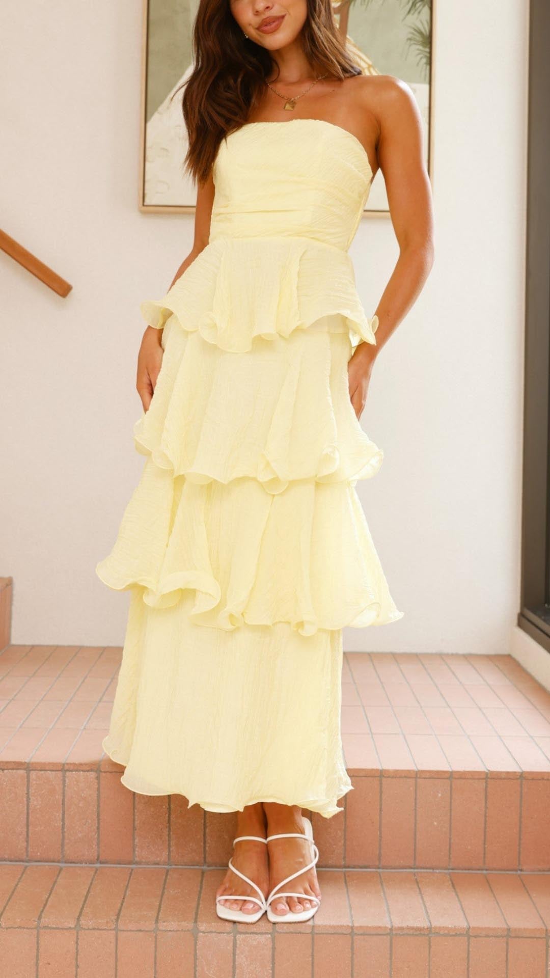 Abito lungo Donna con Volant Stile Romantico - Vesarelli