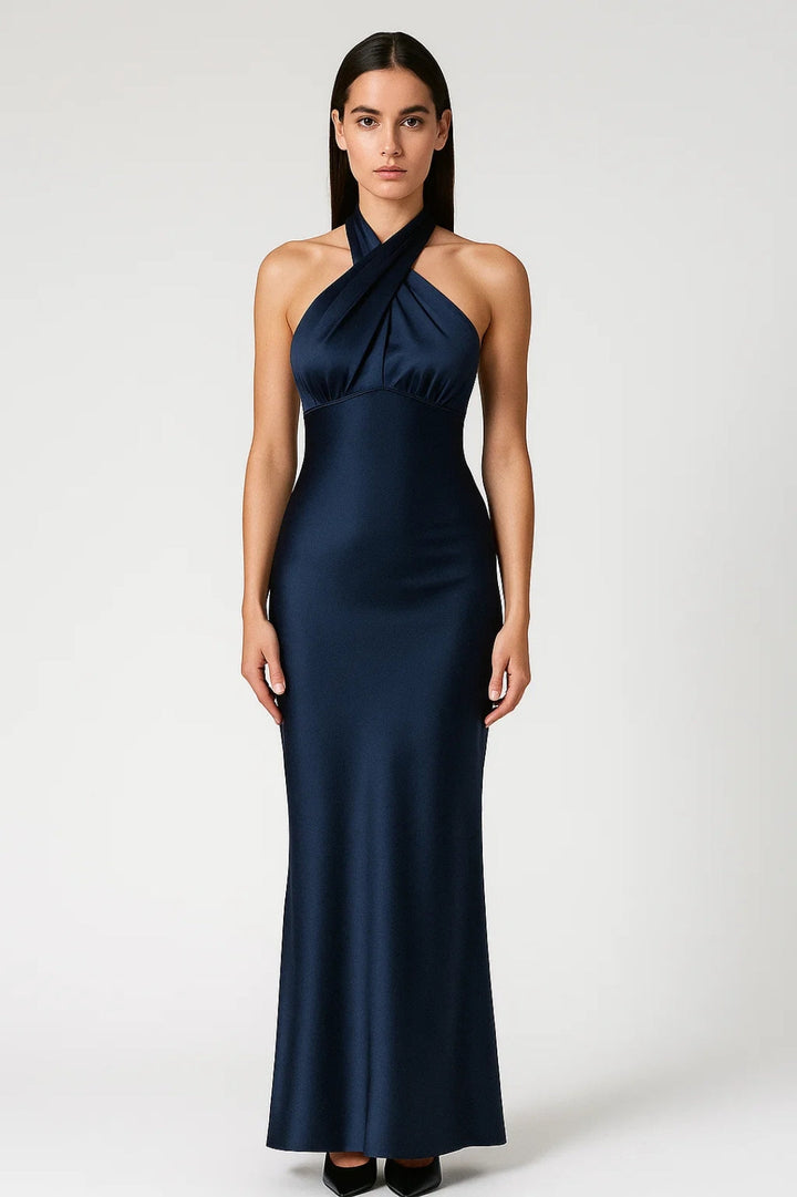 Abito lungo elegante con scollatura incrociata | Stile sofisticato per eventi speciali