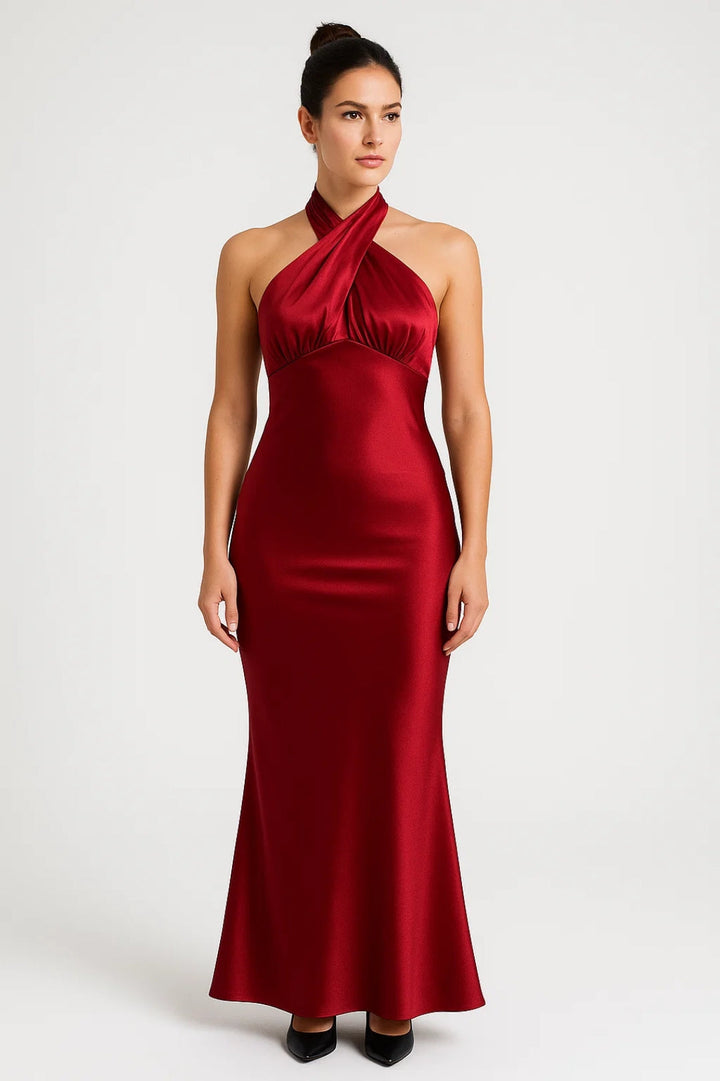 Abito lungo elegante con scollatura incrociata | Stile sofisticato per eventi speciali