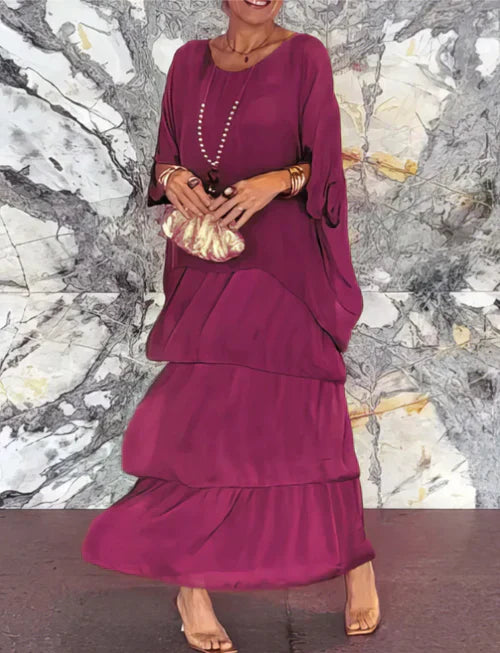 Abito lungo elegante e fluido Donna | Linea a Strati &amp; Movimento Leggero