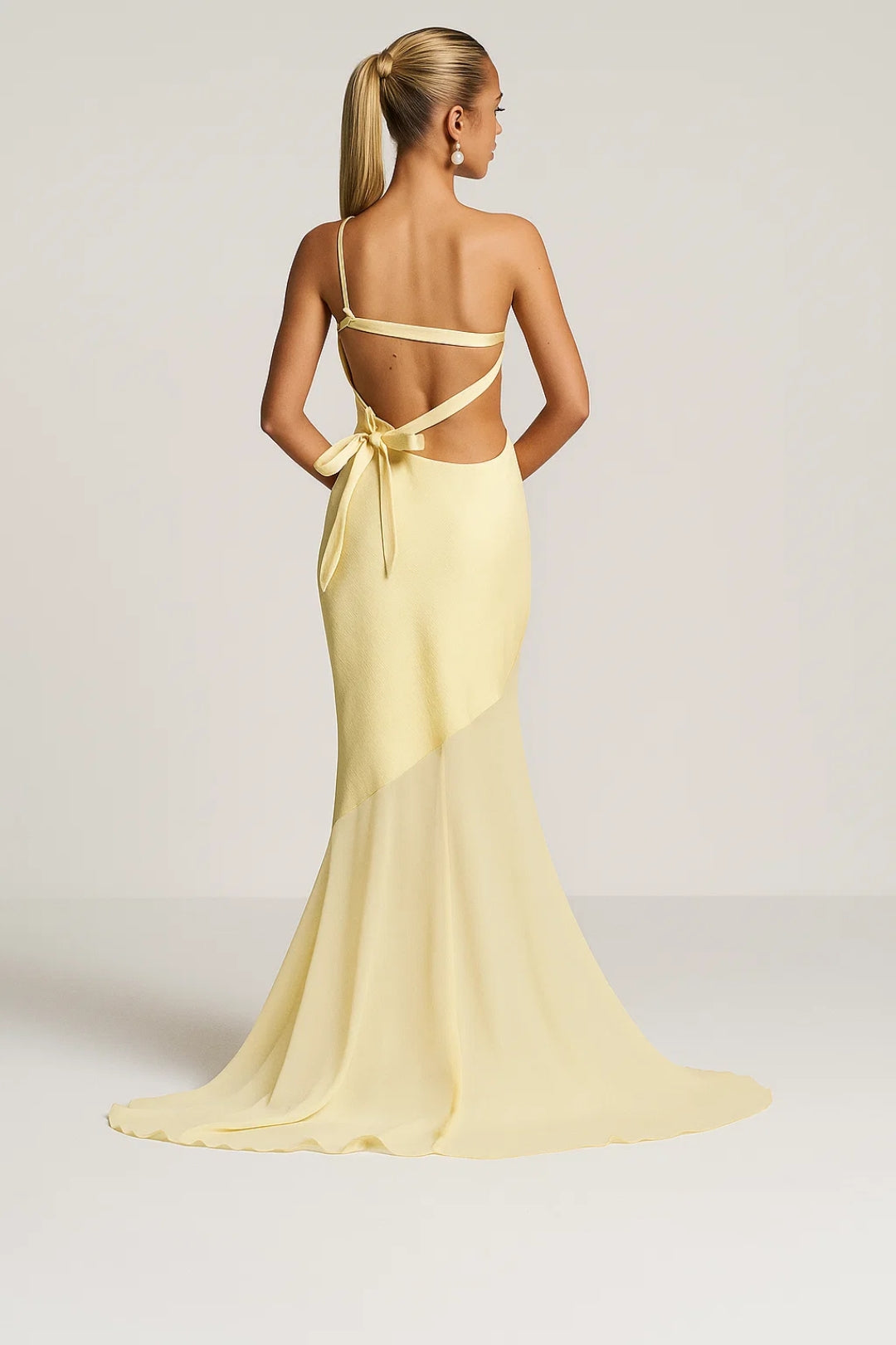Abito lungo monospalla con orlo asimmetrico in chiffon Donna | Orlo Asimmetrico &amp; Silhouette Slanciata