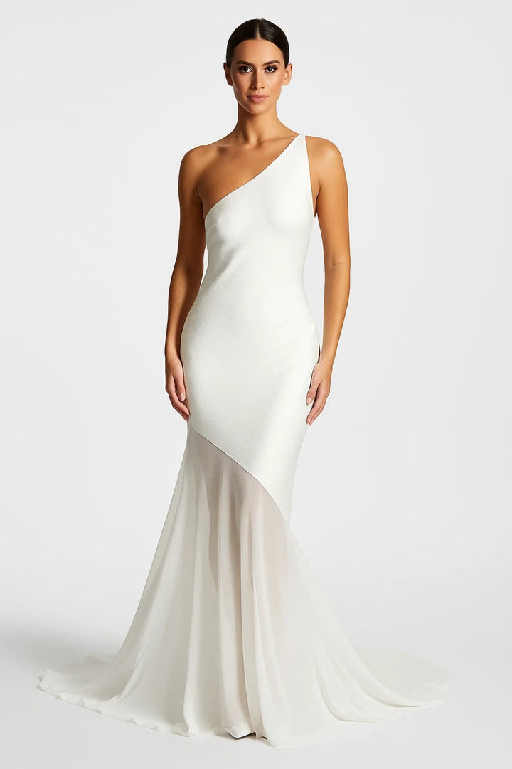 Abito lungo monospalla con orlo asimmetrico in chiffon Donna | Orlo Asimmetrico &amp; Silhouette Slanciata