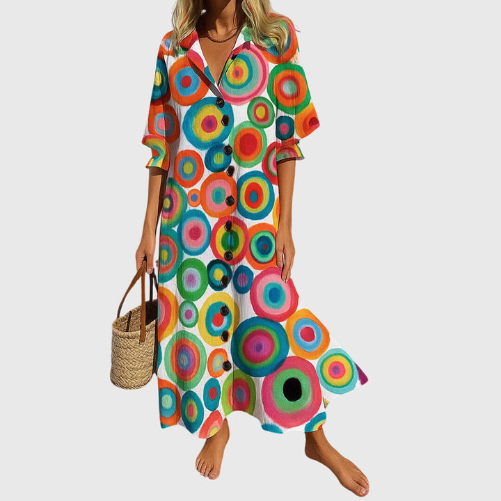 Abito maxi Donna | Scollo a V con bottoni e linea fluida valorizzante