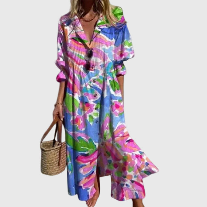 Abito maxi Donna | Stile boho con scollo a V e linea fluida