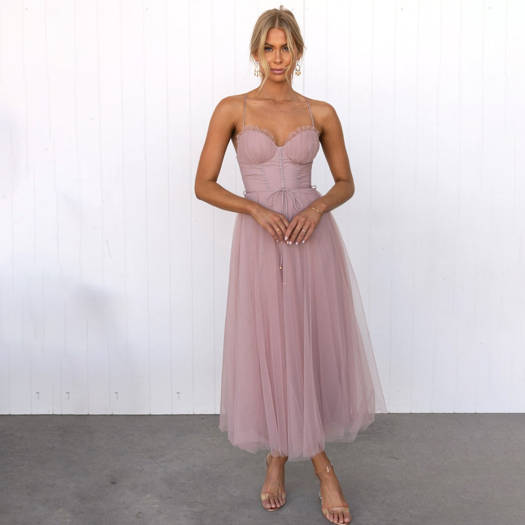Abito Midi Donna Scollo a Cuore Vita Definita - Vesarelli