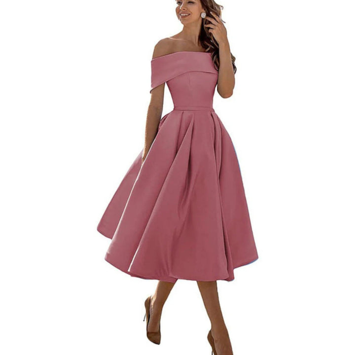 Abito Midi Donna Spalle Scoperte Linea Sagomata - Vesarelli