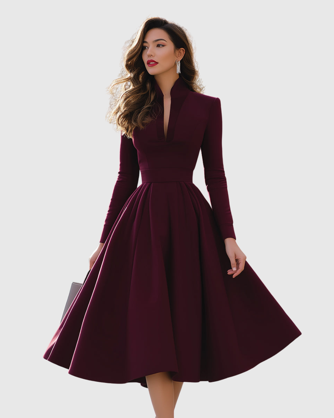 Abito Midi Donna Vita Sottile Gonna Svasata - Vesarelli